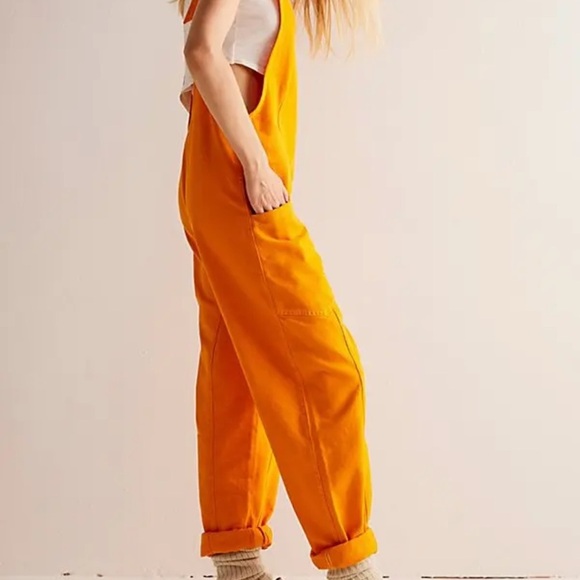 FREE PEOPLE NWT HIGH ROLLER HI C OVERALLS ORANGE XL - Picture 3 of 8